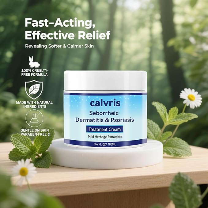 Calvris Scalp Comfort Balm - Steroid-Free Botanical Formula for Dry, Itchy Scalp & Skin, 3.4 Fl Oz | Natural Soothing Relief with Cooling Sensation
