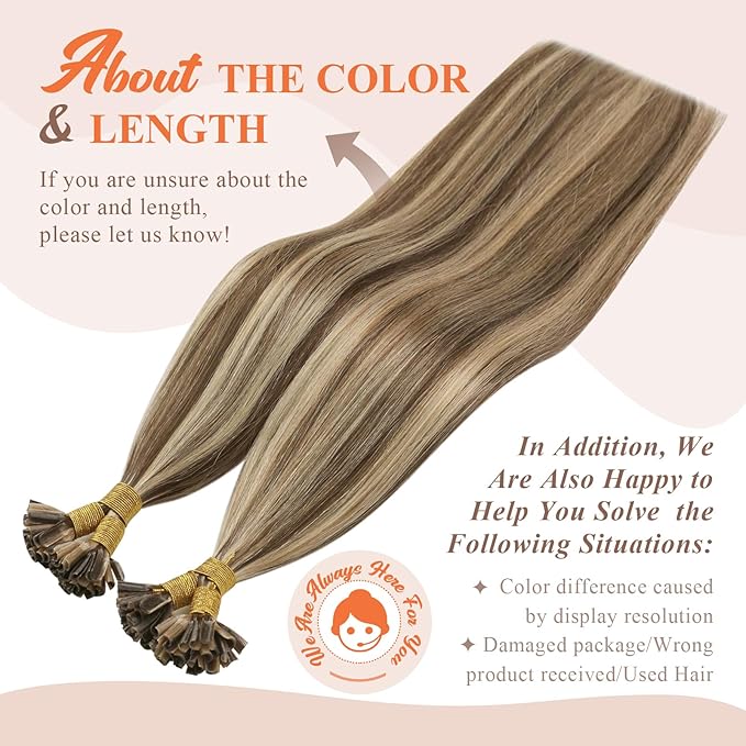 Sunny Hair Utip Hair Extensions Human Hair Dark Brown Highlight Blonde U Tip Hair Extensions Human Hair 24inch Ktip Human Hair Extensions Natural Looking 50g