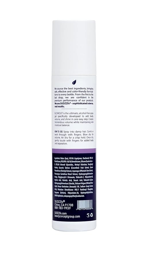 SUDZZFX Fine Hair Care Spray for Men & Women - Blowout Volumizing, Thickening Spray Gel for All Hair Types - 8 fl. oz