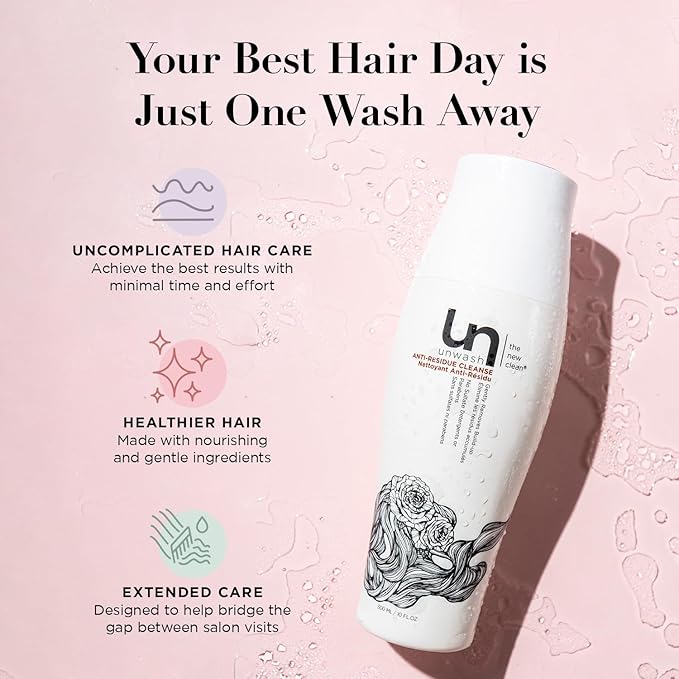 Unwash Anti-Residue Cleanse - Gentle, Ph-Balanced Clarifying Shampoo for Build Up Dirt and Oil, Safe for All Hair Types, 10 fl oz