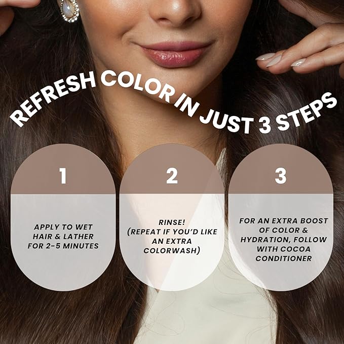Cocoa Hydrating Color Depositing Shampoo - Brightens and Tones Faded Semi-Permanent Hair Dye, Prevents Fade, Extends Color Service for Treated Hair - 8.5 Oz.