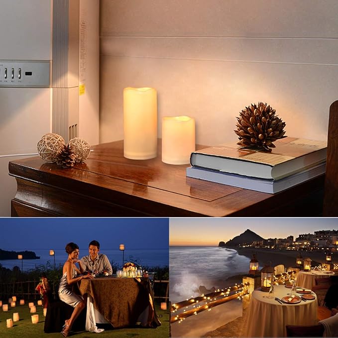9pcs Flameless Flicking LED Candles with Remote, Battery Operated Outdoor Waterproof Candles, Electric Candle for Dining Tables and Fireplaces
