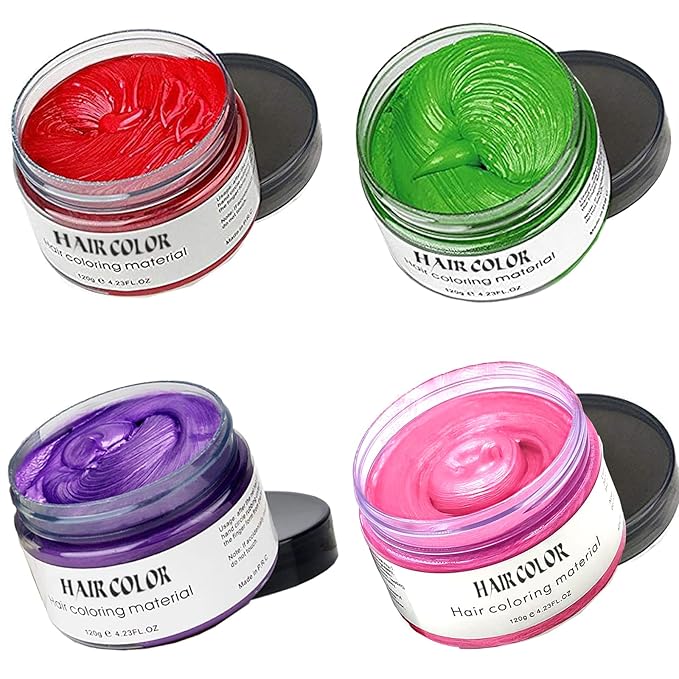 Hair Color Wax, Green Red Purple Pink, 4.23oz Instant Hairstyle Hair Spray, Temporary Hair Color Wax Styling Clays Ash for Cosplay, Party, Masquerade, Halloween.etc