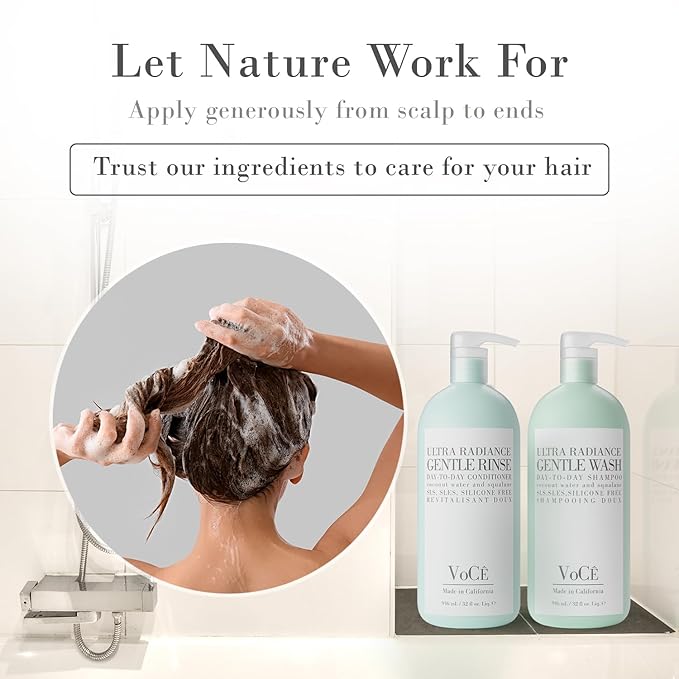 VoCÊ Haircare Gentle Wash Vegan & Cruelty-Free Shampoo | Clean Haircare, Color Safe, Paraben and Sulfate Free, Ultra Radiance, Hydrating, Shine Enhancing (32 oz | 946 ml)