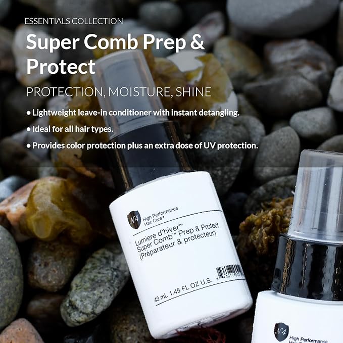Number 4 Leave-in Conditioner Spray, 1.45 oz, Super Comb Prep & Protect, Heat Protectant for Hair, Color Protecting, Anti-Aging, Frizz Control, Unisex, All Hair Types