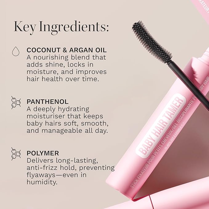 HAIR BURST Baby Hair Tamer Stick - Instant Smoothing & Finishing Baby Hair Flyaway Tamer, Non-Greasy Hair Frizz Control Brush with Nourishing Coconut & Argan Oils, Vegan & Cruelty-Free