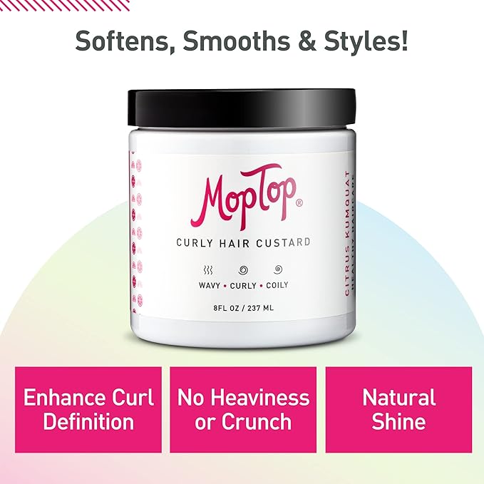 MopTop Curly Hair Routine, Gentle Shampoo + Daily Conditioner + Styling Gel for Wavy and Coily Tresses, Color Safe, Moisturizing Women's Hair Care