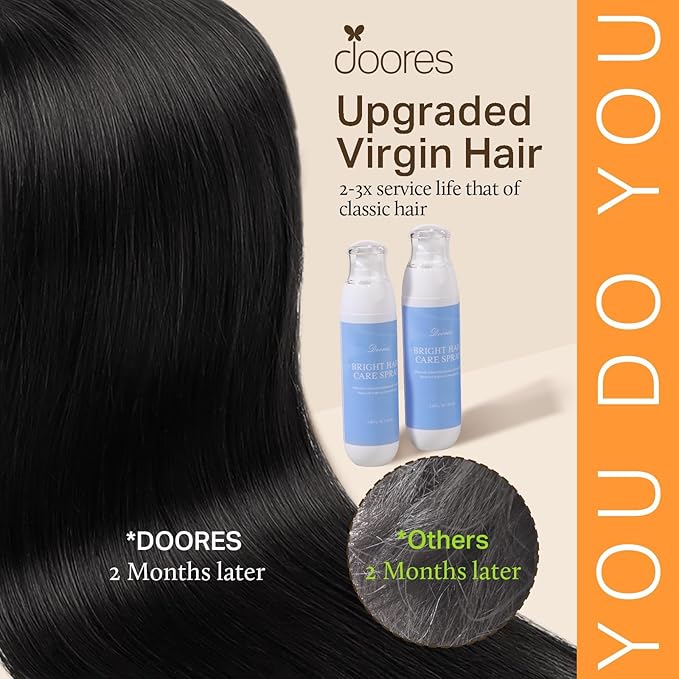 DOORES Human Hair Extensions Clip in, Dark Brown 120g 7pcs 14 Inch, Thick Silky Clip in Hair Extensions Remy Natural for Women Gift