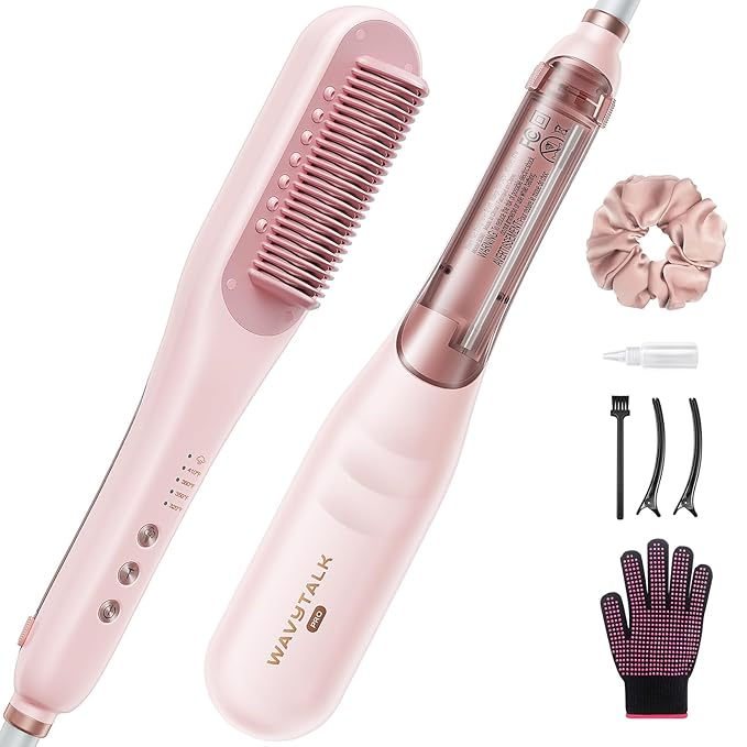 Wavytalk Pro Steam Hair Straightener Brush, Steamline Pro 3 in 1 Straightening Brush, Steam Reduces Damage, Nourishes Hair, and Expedites Straightening