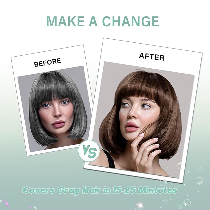Dark Brown Hair Dye Shampoo, Instant Hair Color Shampoo, Covers Gray in Minutes, Long Lasting Brown Hair Dye, Coconut Dye Shampoo, Easy to Use 16.90 Fl Oz