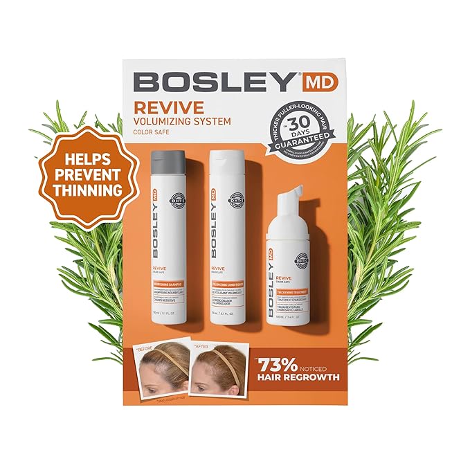 BosleyMD BosRevive KIT for Visible Hair Thinning (Color Safe), Starter Size (30 Days)