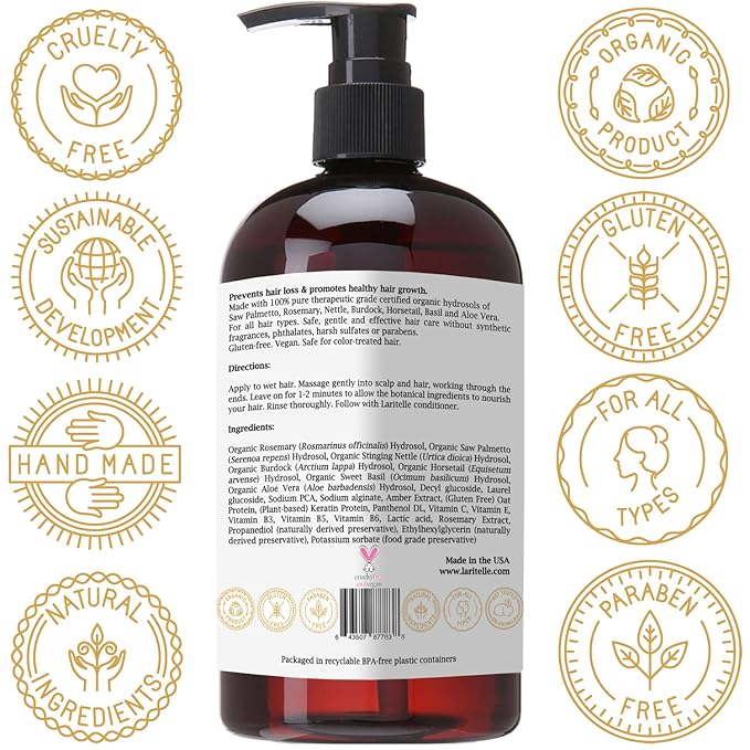 Organic Unscented Shampoo Herbal Magic – 17.5 oz – Sulfate-Free, Vegan Hair Growth Shampoo for Sensitive Scalp – Made in California