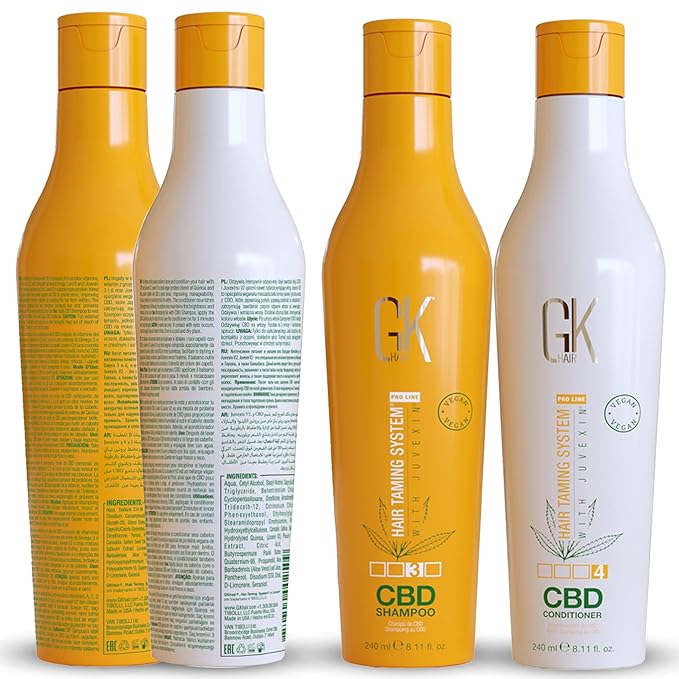 GK HAIR Hemp Shampoo and Conditioner Sets Hydrating Strengthening Color Treated Damaged Repair Provides Nourishing & Shine Natural Organic Vegan Sulfate Paraben Free (Duo)