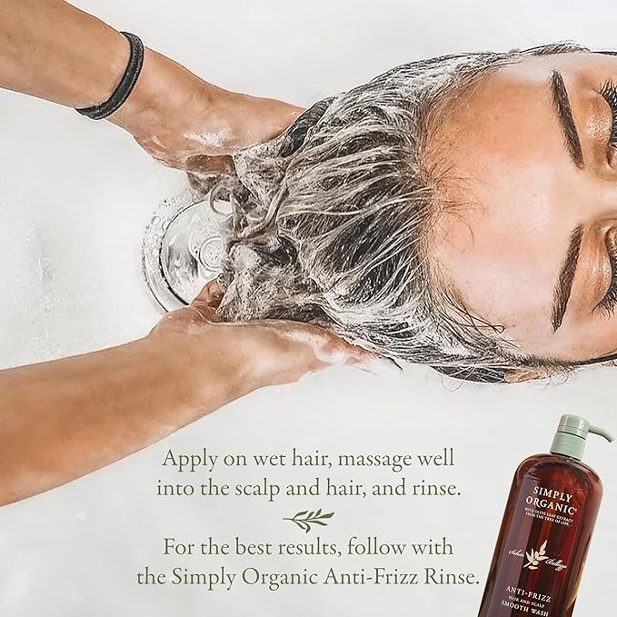 SIMPLY ORGANIC Frizz Control Hair Shampoo Scalp Wash Made in Italy, All Natural Cruelty Free Hair Care for Women & Men with Aloe Leaf Juice & Olive Leaf Extract, 32 fl oz/958 ml, ANTI-FRIZZ