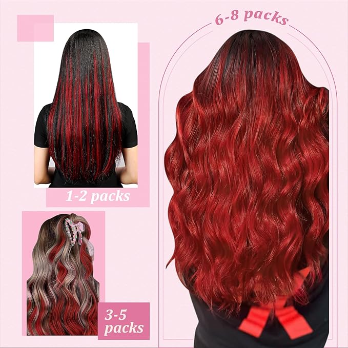 YoungSee Red I Tip Hair Extensions 25g Red I Tips Hair Extensions Real Human Hair Colored Keratin Tip Extensions 18In 30s Color Hair Extension for Women Girls Cosplay Invisible Extensions Human Hair