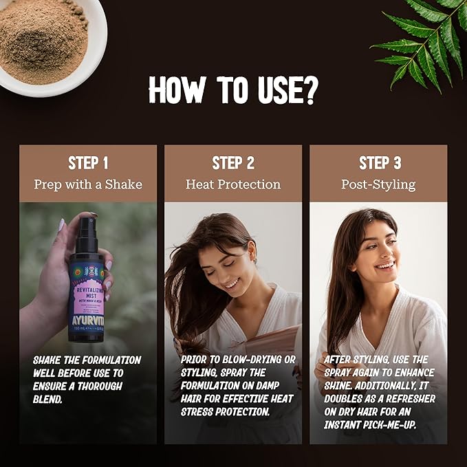 Hair Mist – Revitalizing & Volumizing Hair Care Mist – Frizz Control Detangling Heat Protectant Spray – Maka For Hair Growth - Neem To Prevent Dryness & Dandruff - 5 fl oz