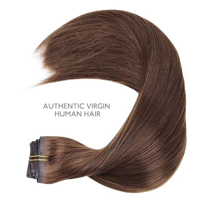 WENNALIFE Seamless Clip In Hair Extensions Human Hair, 24 Inch 160g 7pcs Chocolate Brown Hair Extensions Clip in Human Hair Invisible PU Skin Weft Natural Remy Human Hair Extensions