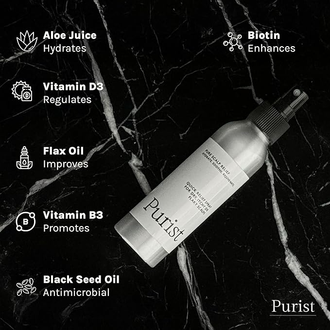 Purist Dandruff Spray – Leave-In Itchy, Dry Scalp Treatment – Hydrating, Lightweight, Soothing Scalp Moisturizer – Scalp Care Spray for Dryness, Dandruff, Flaky Scalp – Non-Greasy and Quick Relief
