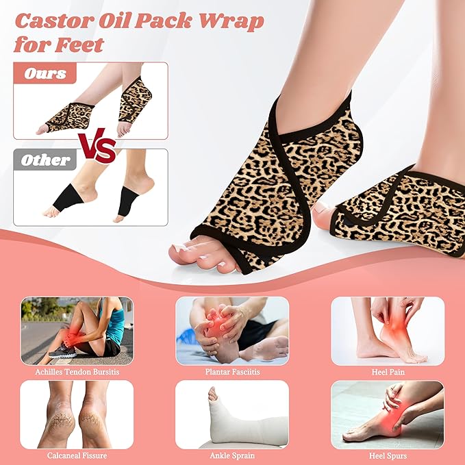 12 Pcs Castor Oil Pack Wrap, Reusable Castor Oil Pack Kit Organic Cotton for Shoulder Hands Neck Waist Chest Knees and Feet, Adjustable Compress Pads for Entire Body, Machine Washable Anti Oil Leak