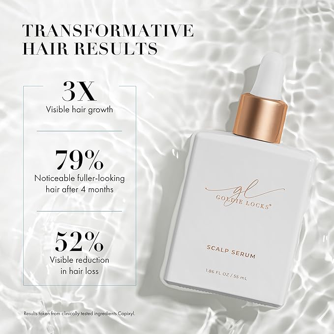 Goldie Locks Scalp Serum, Stimulates Hair Growth, Thickens Strands with Capixyl, Ginseng & Probiotic, Strengthens, Restores, Nourishes All Hair Types, Extensions & Scalp Health, Hydrating, 1.86 Fl Oz