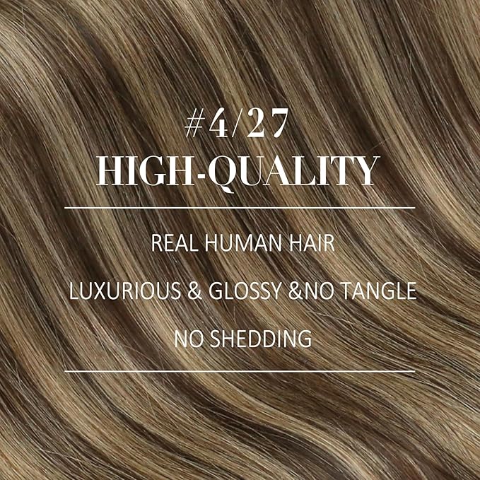 YoungSee Nano Hair Extensions Real Human Hair Brown Nano Beads Hair Extensions Human Hair Dark Brown Highlight Caramel Blonde for Long Hair Silky Straight Natural Looking 24in 50s 50g