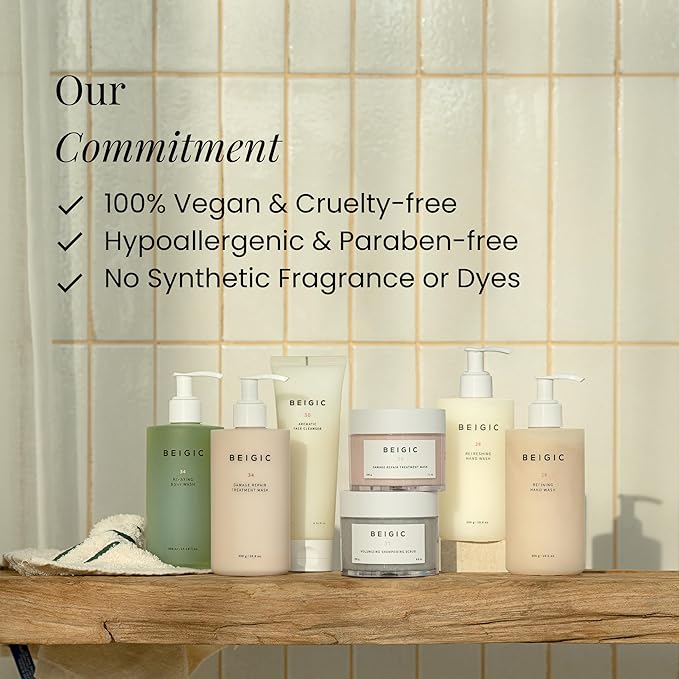 BEIGIC Volumizing Shampooing Scrub – Vegan Clarifying Scalp Exfoliator & Shampoo with Sacha Inchi Oil & Sea Salt for Buildup, Flakes for Itchy Scalps