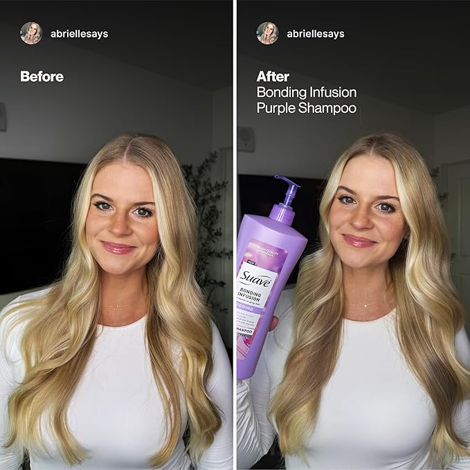 Suave Bonding Infusion Set, Toning Purple Shampoo, Sulfate-Free + Repairing Hair Mask, Leave-In Conditioner Treatment for Dry, Damaged Hair