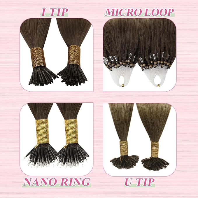 YoungSee U Tip Hair Extensions Balayage Keratin Tip Hair Extensions Balayage 24 Inch Long Utip Extensions Dark Brown Ombre Brown with Blonde U Tips Hair Extensions Real Human Hair for Women 50s/50g