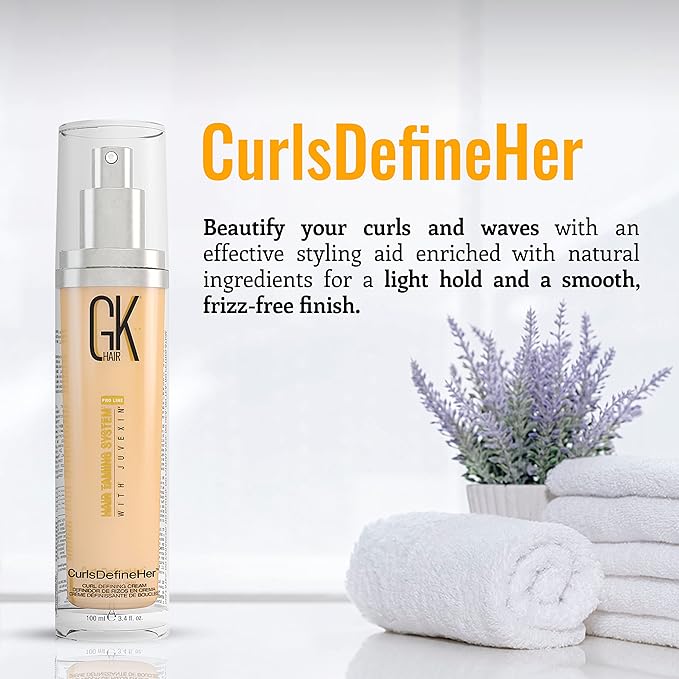 GK HAIR Global Keratin CurlsDefineHer (3.4 Fl Oz/100ml) Curl Defining Cream Curl Activator/Moisturizing Cream, Frizz Control for Natural Hair (3.4 fl. oz)