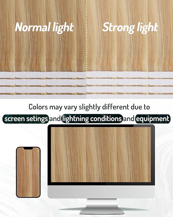 RUNATURE Remy Hair Tape in Extensions Blonde 22 Inch Straight Tape in Extensions Real Human Hair Golden Blonde Mix Light Blonde Tape in Hair Extensions Silky Tape in Human Hair Extensions 50g 20pcs