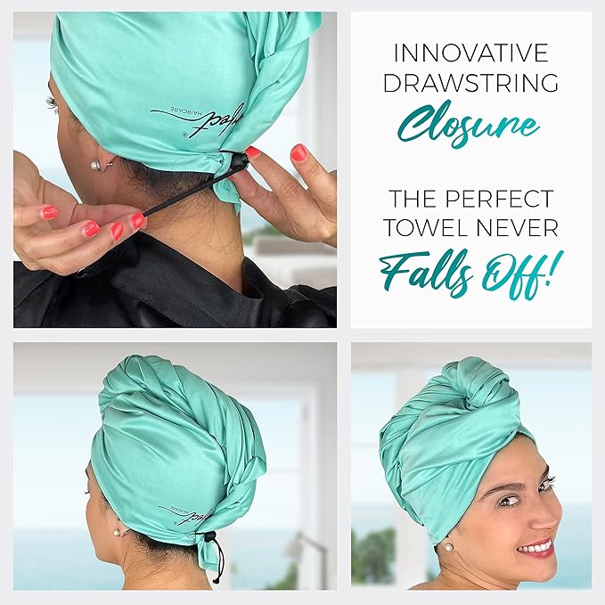 THE PERFECT HAIRCARE Microfiber Hair Large Towels Wrap for Women - Smooth as Silk - Anti-Frizz for Curly, Wavy, Straight Hair Girls - Plopping Essential - Easier to Use Than a T-Shirt - 2 Pack