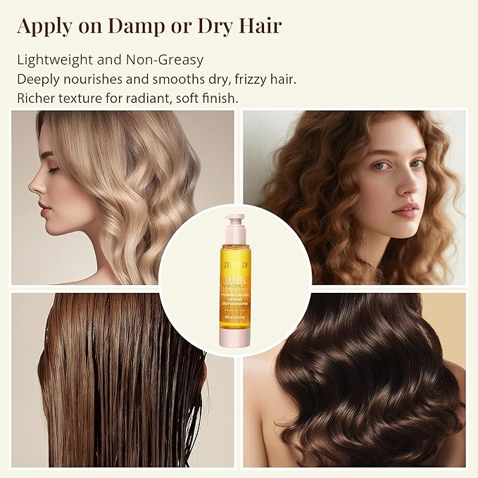 Leave-In Hair Oil with Frankincense & Lavender – Natural Essential Oil Aroma, Intensive Hydration & Frizz Control for Dry & Damaged Hair – Lightweight No-Rinse Oil, 3.4 fl oz (100ml)