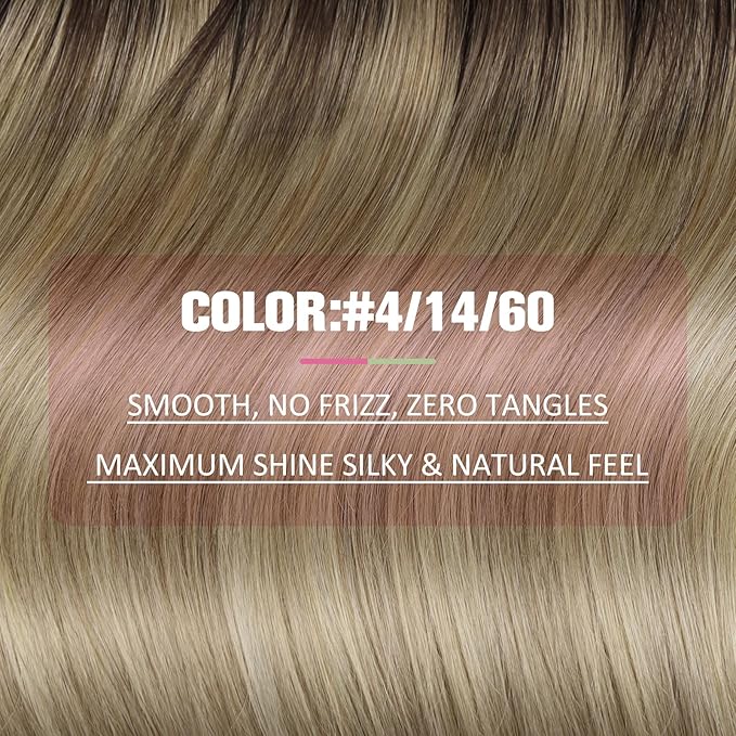 YoungSee Tape in Hair Extensions Real Human Hair Ombre 16In Invisible Tape in Hair Extensions Dark Brown Ombre Blonde with Brown Balayage Tape ins Human Hair Extensions Silky Straight 20pcs 50g