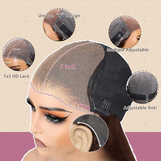 SFD 32Inch Chocolate Brown Glueless Wigs Human Hair Pre Plucked Pre Cut 200% Density 7x5 Wear And Go Dark Brown Lace Closure Wig #4 Colored Body Wave Lace Wig