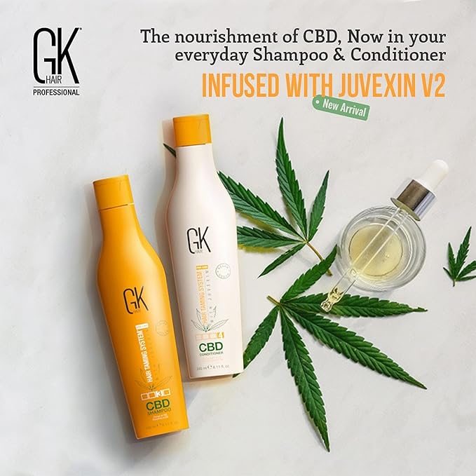 GK HAIR Hemp Shampoo and Conditioner Sets Hydrating Strengthening Color Treated Damaged Repair Provides Nourishing & Shine Natural Organic Vegan Sulfate Paraben Free (Trio)