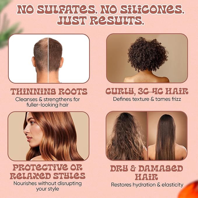 Panda's Promise Batana Oil Shampoo and Conditioner Set – Sulfate Free Batana Oil for Hair Growth – Thickening Conditioner and Shampoo for Damaged Hair, and All Hair Types, Unisex (12 fl oz Each)