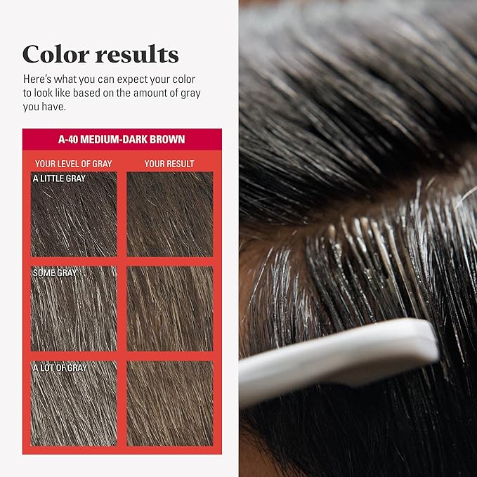 Just For Men Easy Comb-In Color Mens Hair Dye, Easy No Mix Application with Comb Applicator - Medium-Dark Brown, A-40, Pack of 3