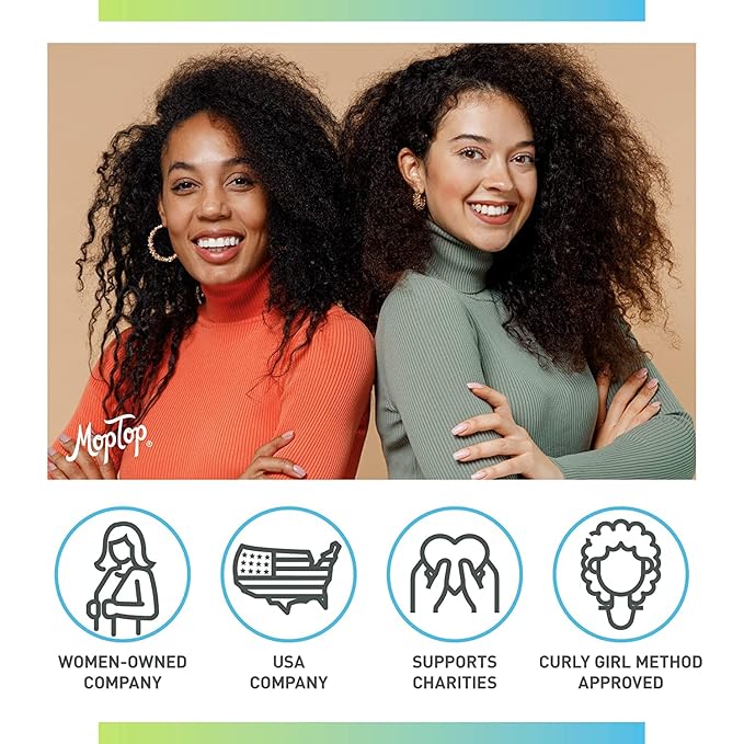 MopTop Gentle Shampoo (8oz) + Daily Conditioner (16oz) for Wavy, Curly, and Coily Hair, Color Safe, Moisturizing Hair Care Set