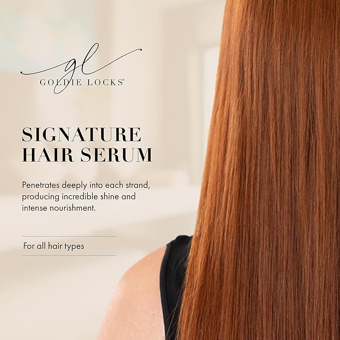 Goldie Locks Signature Serum, Strengthens & Revitalizes, Safe for Extensions & Colored Hair, Luxuriously Lightweight, Intense Nourishment & Shine, Heat & UV Protection, For All Hair Types, 1.7 fl oz