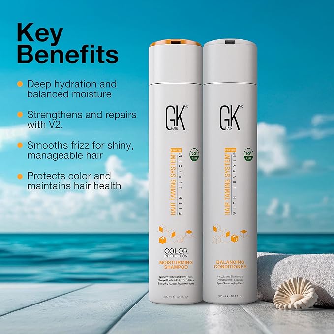 GK HAIR Moisturizing Shampoo & Balancing Conditioner 300ml – Sulfate & Paraben Free for Dry, Oily, Frizzy, Damaged, and Unmanageable Hair – Nourishing Hair Care Set