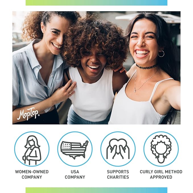 MopTop Lightweight Curly Hair Shampoo and Conditioner Set – Gentle Shampoo + Light Conditioner, Reduces Frizz & Restores Dry Damaged Hair, Sulfate & Paraben Free – Wavy, Curly, Coily, Kinky (Set of 3)