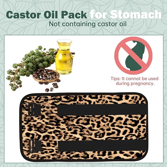 Castor Oil Pack Wrap for Stomach, Castor Oil Packs for Waist, Reusable Castor Oil Pack Kit Organic Cotton Adjustable Castor Oil Wrap Compress Pads for Entire Body, Machine Washable Anti Oil Leak