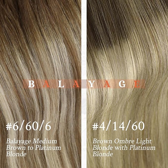 Sunny Hair Extensions Nano Bead Brown Balayage Nano Bead Hair Extensions Human Hair Brown Balayage Platinum Blonde Invisible Bead Extensions Human Hair Long 24inch 50g