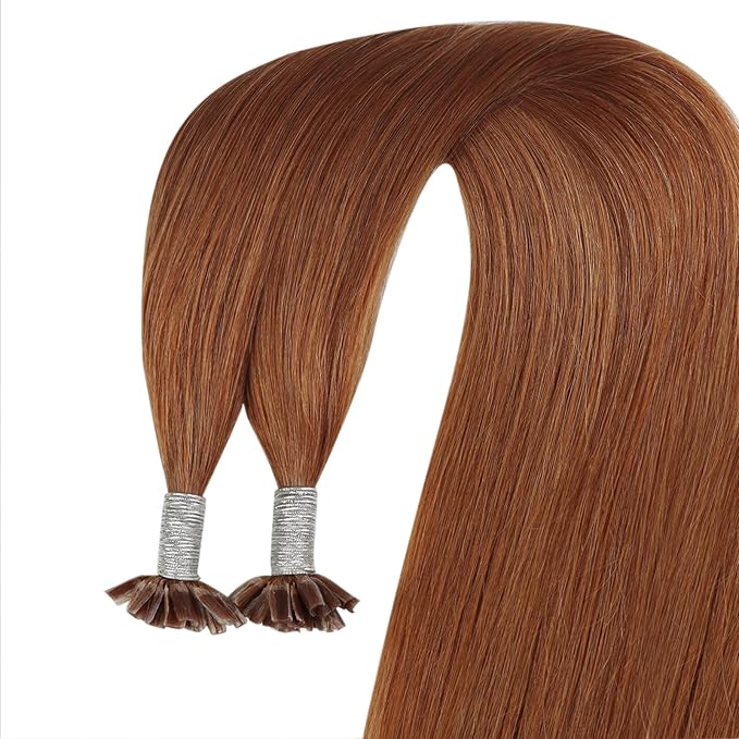 YoungSee U Tip Hair Extensions Copper UTip Hair Extensions Human Hair Copper 16In U Tip Keratin Hair Extensions Copper Pre Bonded Hair Extensions Comfortable and Soft Hair Extensions Utip 50s/25G