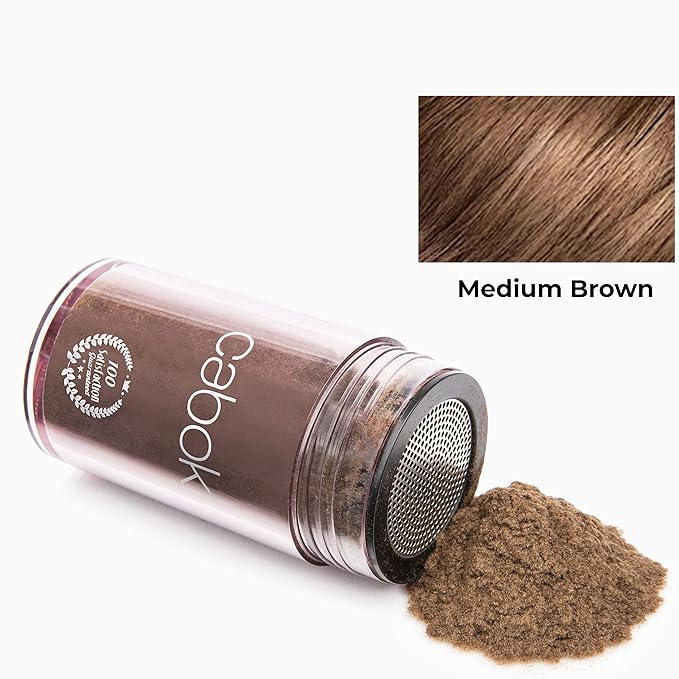 Caboki All-Natural Hair Building Fiber. Make Thin Hair Look 10X Fuller Instantly. Eliminate the Appearance of Bald Spot and Thinning Hair (30G, 90-Day Supply). Medium Brown