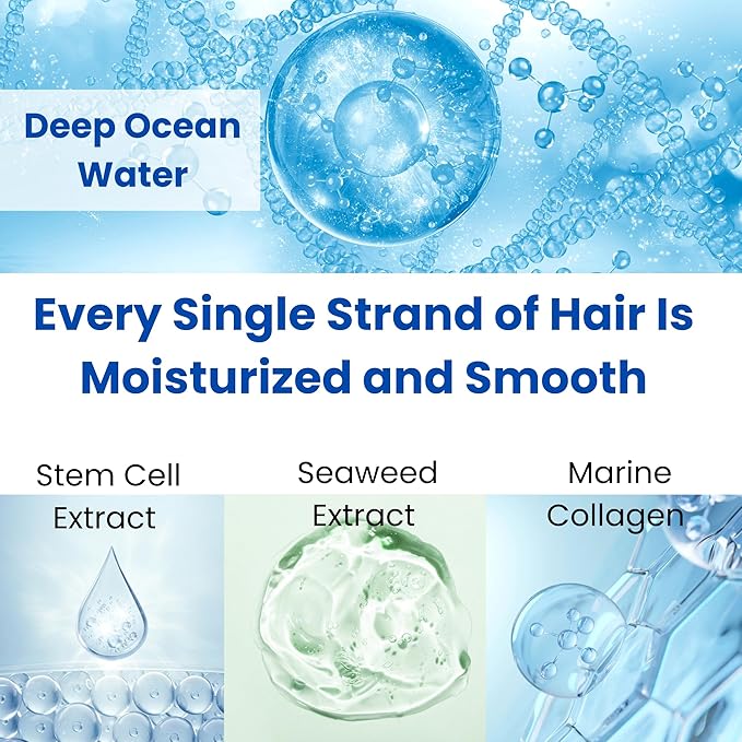 8 THE THALASSO Potion Hair Oil for Frizzy & Damaged Hair Women & Men, Keratin Hair Care for Repairing with Squalane & Deep Ocean Water, Sulfate & Paraben Free, AQUA WHITE FLORAL, 24 Capsules