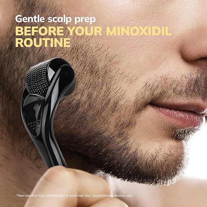 5% Minoxidil Kit for Men and Women with 0.25 mm Derma Roller – Beard Growth Kit & Hair Regrowth Spray – Targets Thinning Hairlines, Crowns & Patchy Beards – 60 mL