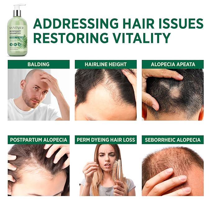 Rosemary Hair Growth Shampoo: Thickening and Regrowth Formula for Men & Women - Rosemary Mint Strengthening Shampoo with Tea Tree Oil Biotin - For Thinning Hair and Hair Loss 11.8 fl.oz