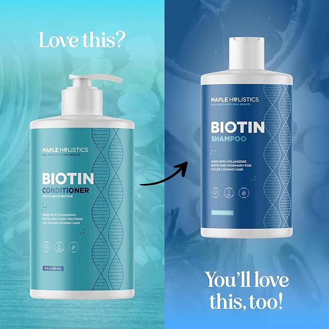 Biotin Conditioner for Thinning Hair - Volumizing Conditioner for Fine Thin & Weak Hair - Sulfate Paraben & Silicone Free with Nourishing Plant Proteins Argan Oil Green Tea & B Vitamins (25 Fl Oz)