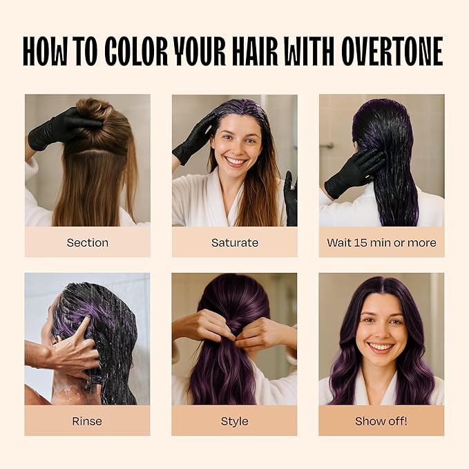 Overtone Color Depositing Semi-Permanent Hair Dye Conditioner - 8 oz For Natural & Color-Treated Hair, Moisturizing Shea Butter & Coconut Oil - Vegan & Cruelty-Free, Purple For Brown is now Royal Plum